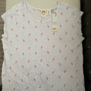 Brand new C&C California tee size M with flamingos